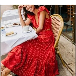 Free People Pretty Daze Red Polka Dot Set Size XS